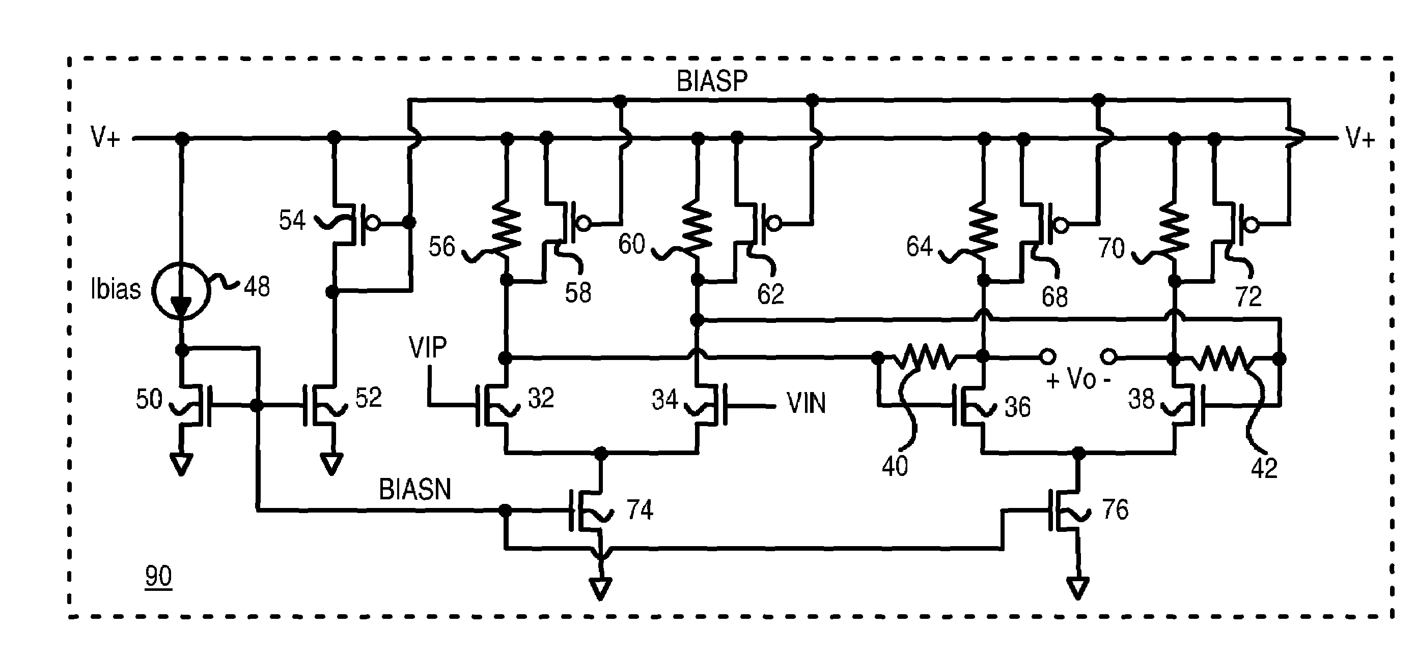 Wide-band high-gain limiting amplifier with parallel resistor-transistor source loads