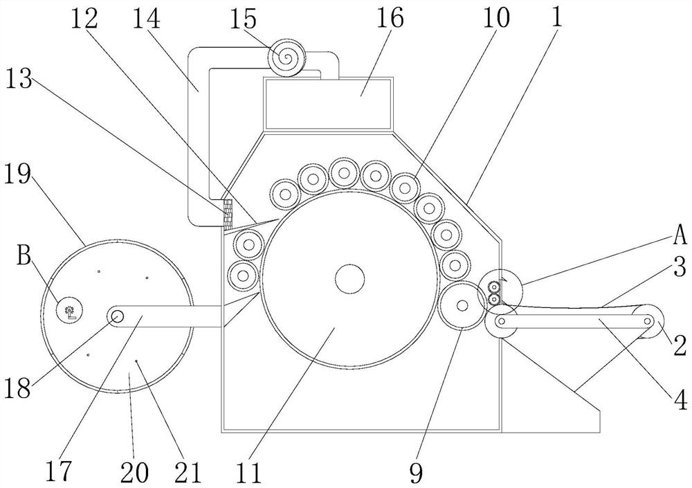 Textile machinery carding device capable of preventing falling of foreign matter