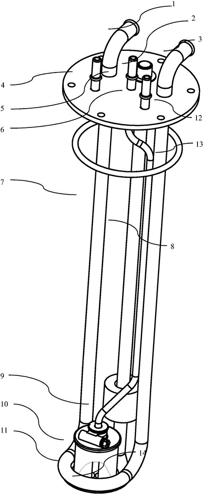 Urea liquid supply module used for high-pressure vehicles and integrating liquid level sensor