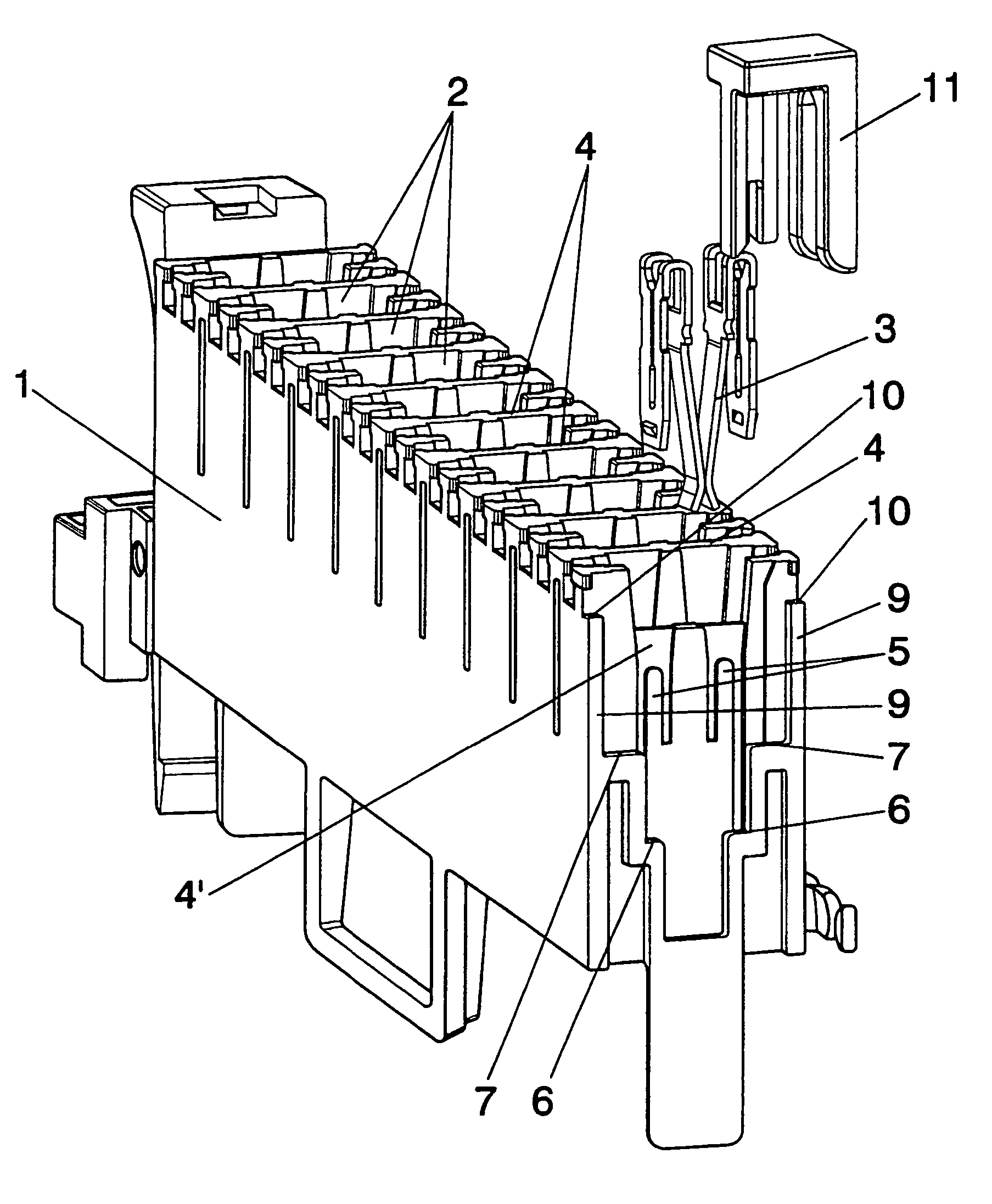 Multi-terminal connector strip and procedure for the sealing thereof