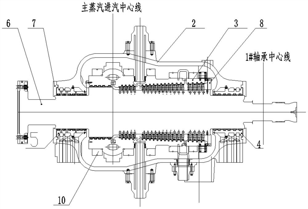 High-pressure module for supercritical 350MW three-cylinder steam turbine