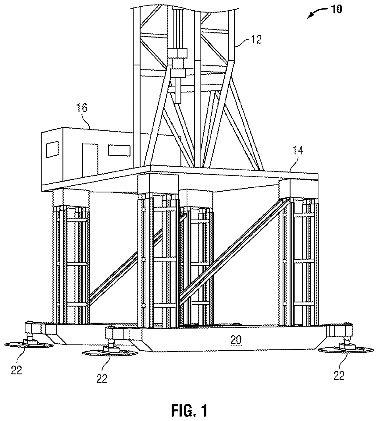 Method and system for positioning a drilling or other large structure using attached positioning shoes with individually addressable wireless vertical and rotational control