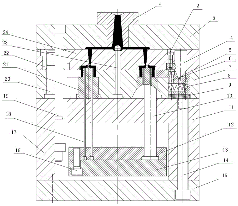 Plastic forming die for cylinder and irregular three-head spiral groove on side surface thereof