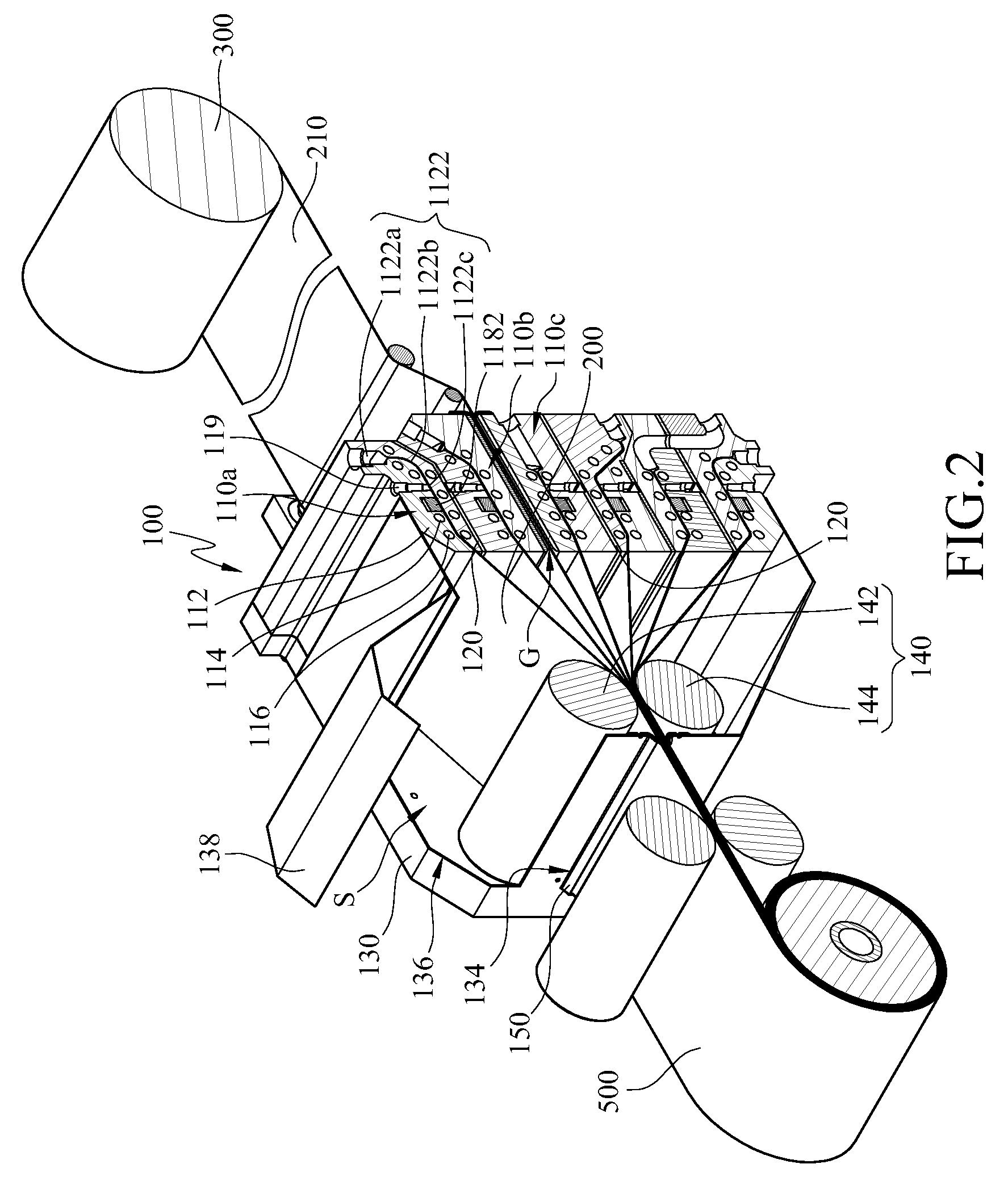 Device for producing laminated film