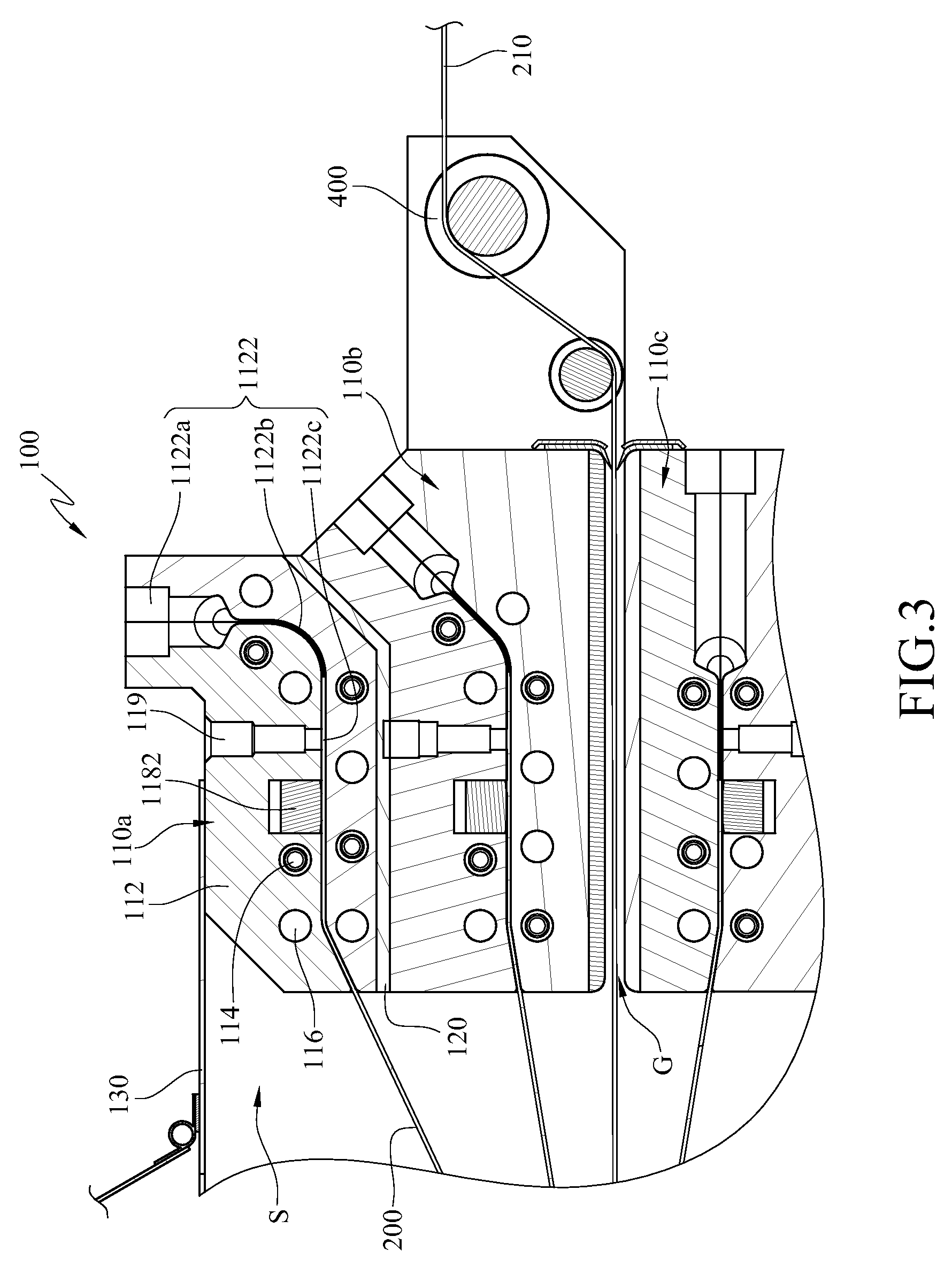 Device for producing laminated film