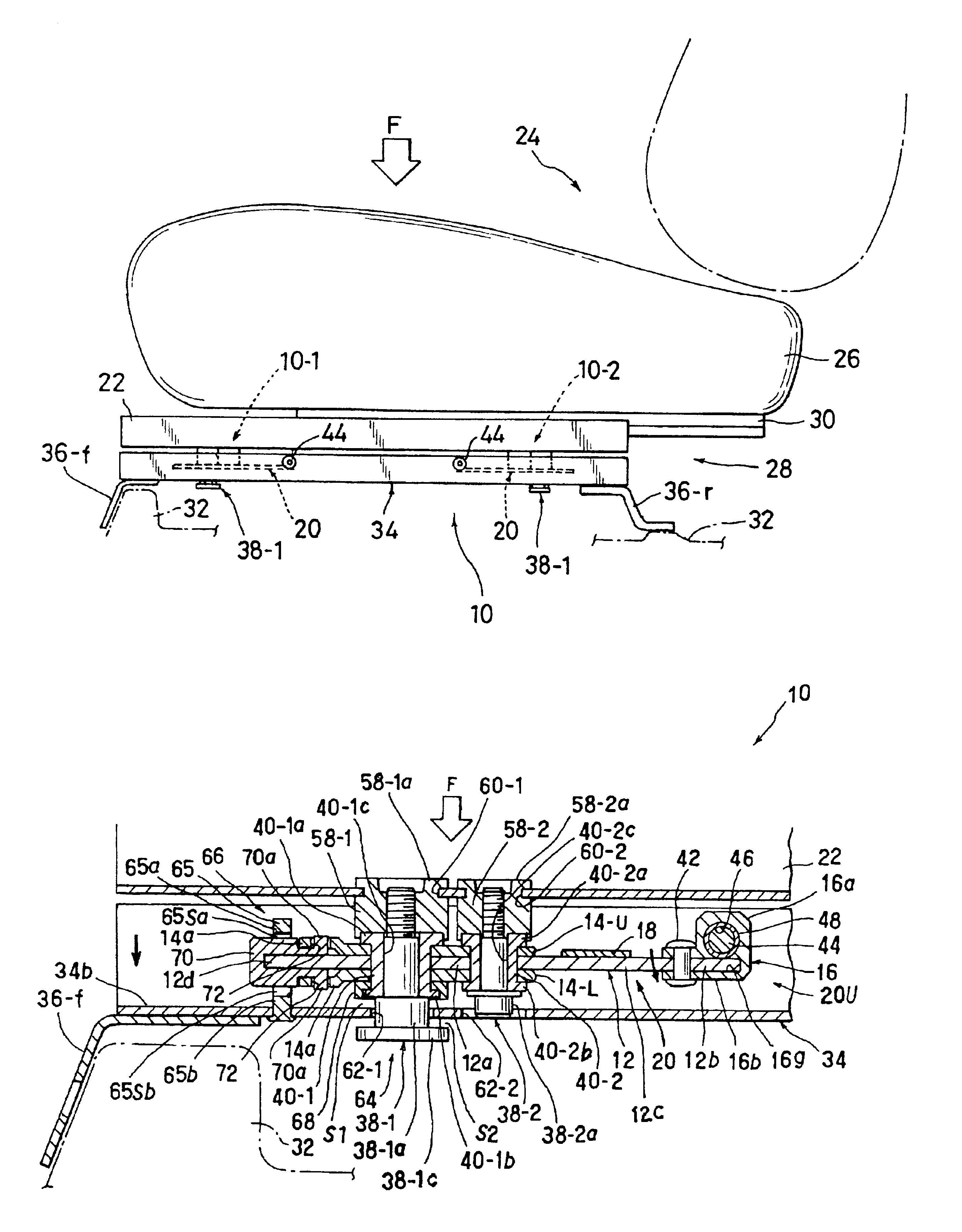 Load detection structure for vehicle seat