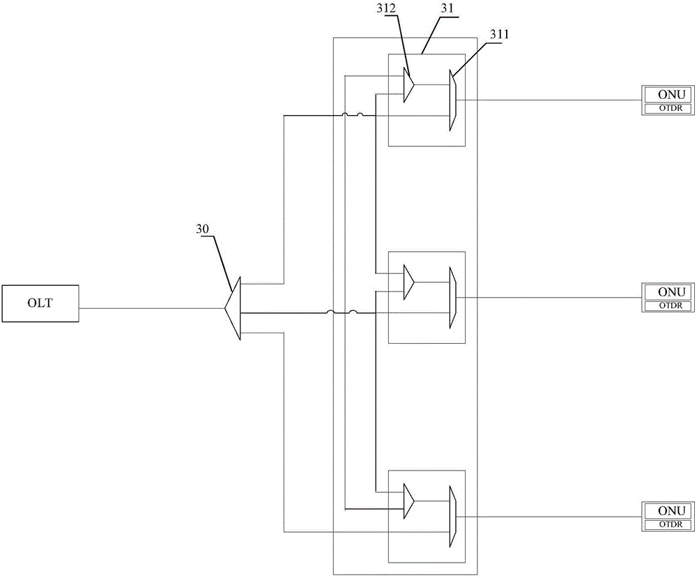 Fault detection method, device and system for branch optical fiber