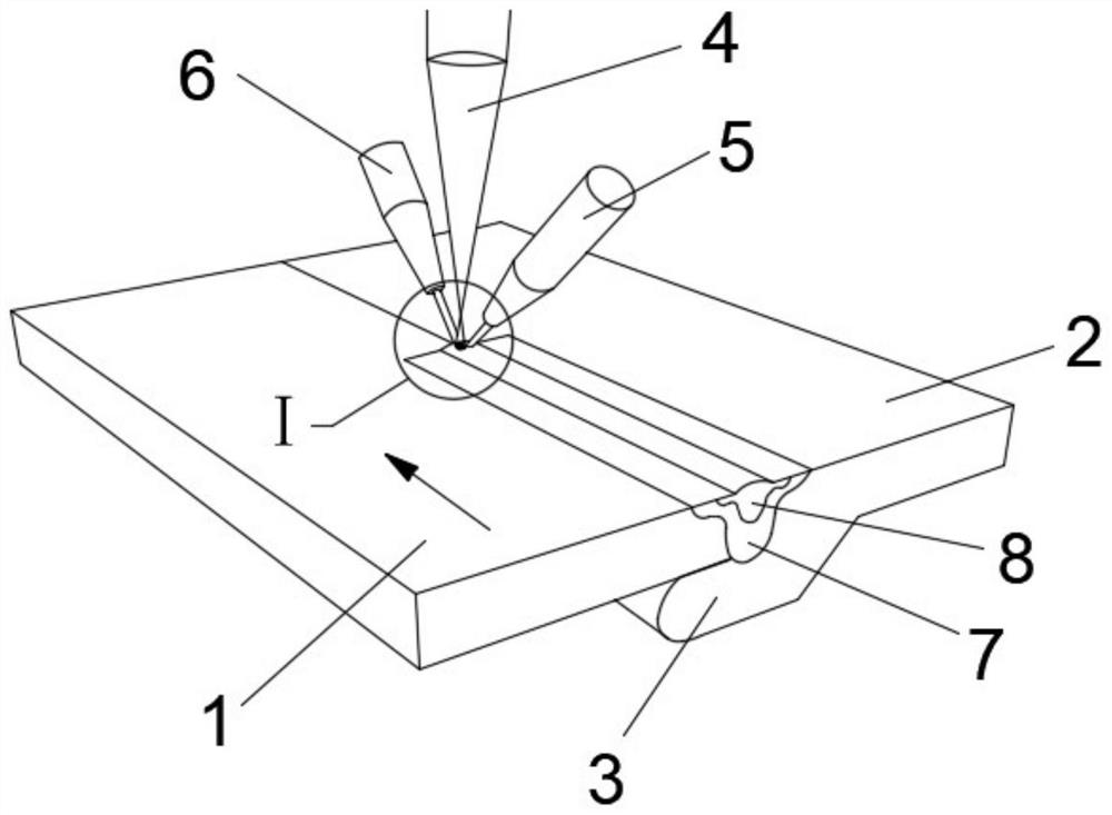 Hybrid welding continuous welding method and device, welded product, car body