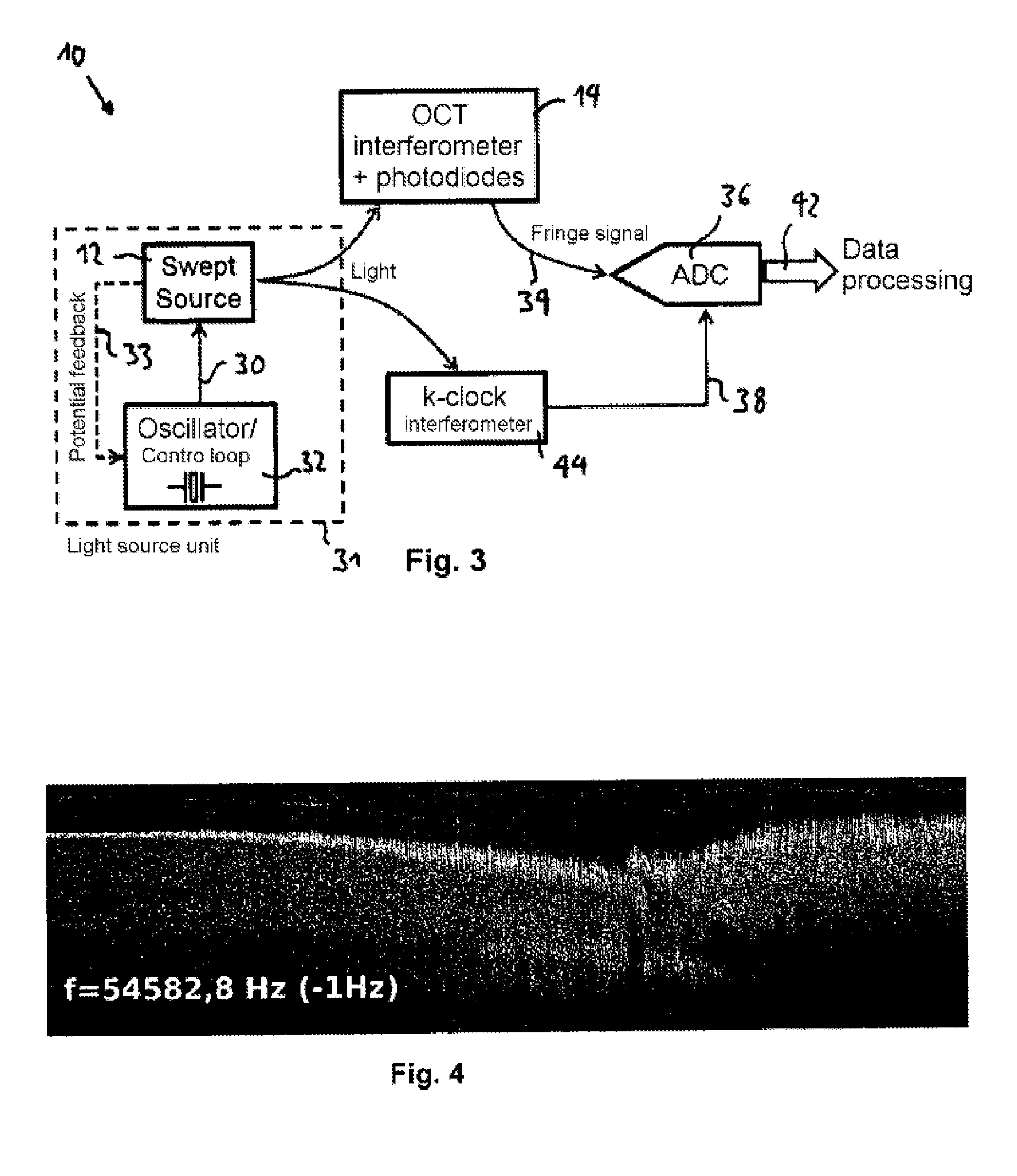 Swept source oct system and method with phase-locked detection