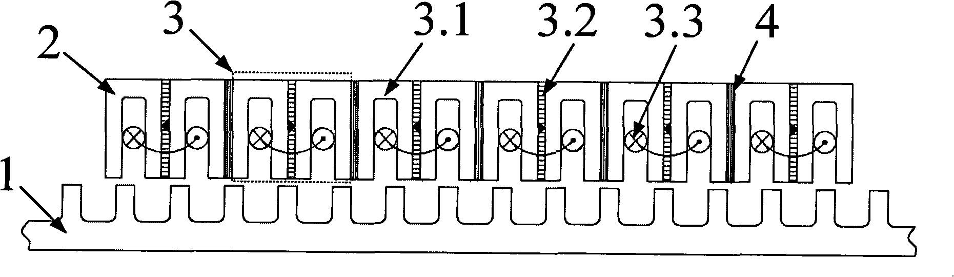 Modularization error-tolerance type permanent magnet switch magnetic linkage straight line motor