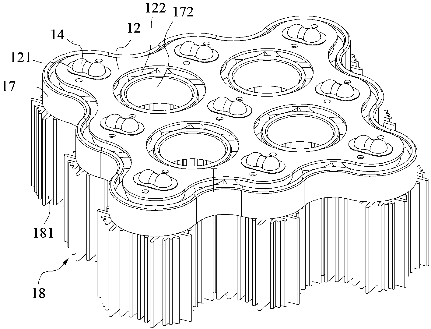 Light-emitting diode (LED) lamp unit with high heat-radiating performance and modular high-power LED lamp thereof