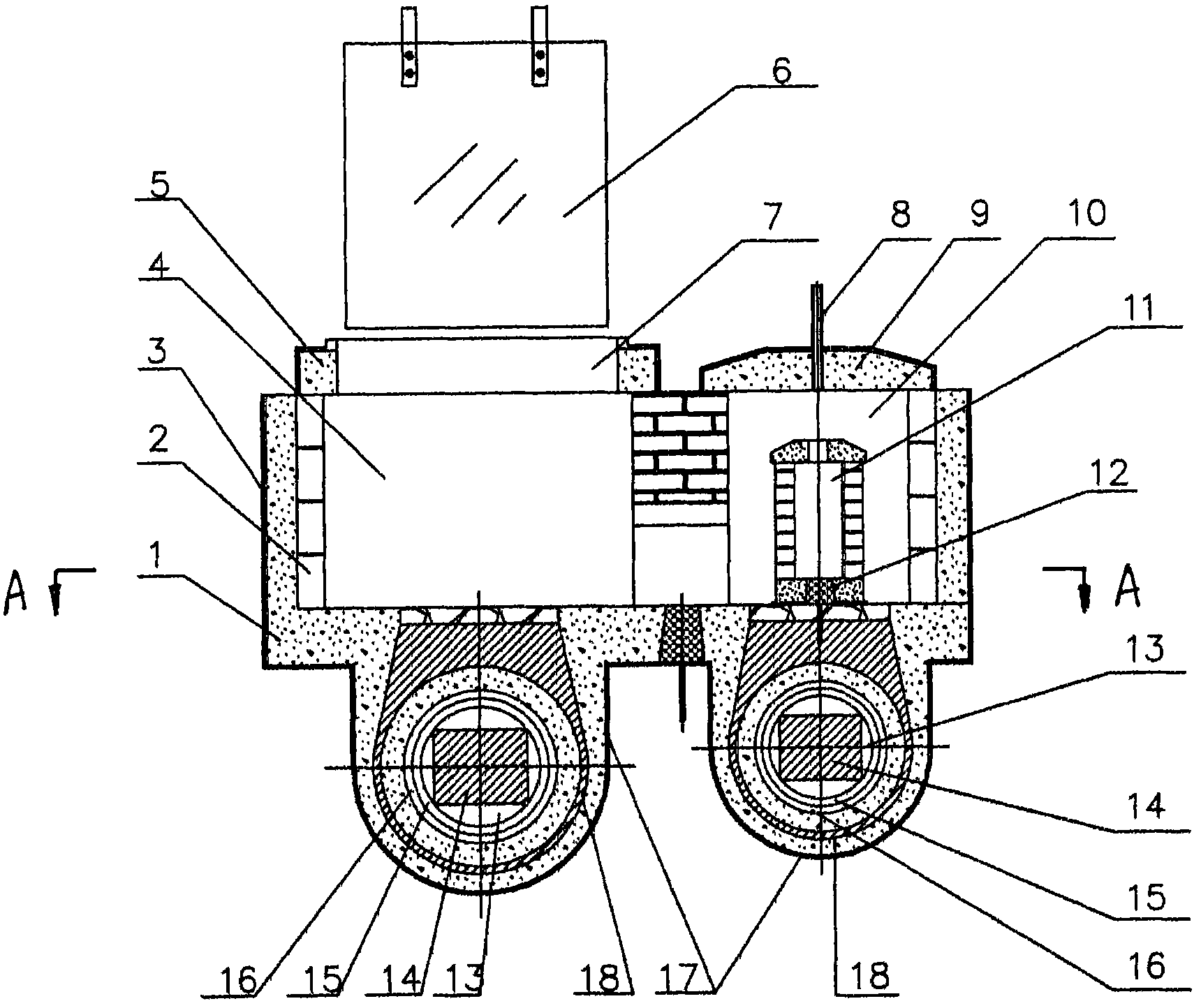 Furnace for converting and casting oxygen-free copper ingot