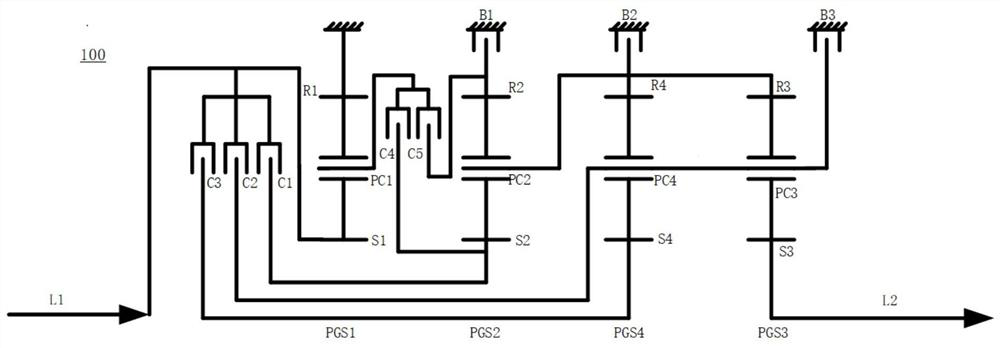 Multi-gear automatic transmission and vehicle with same