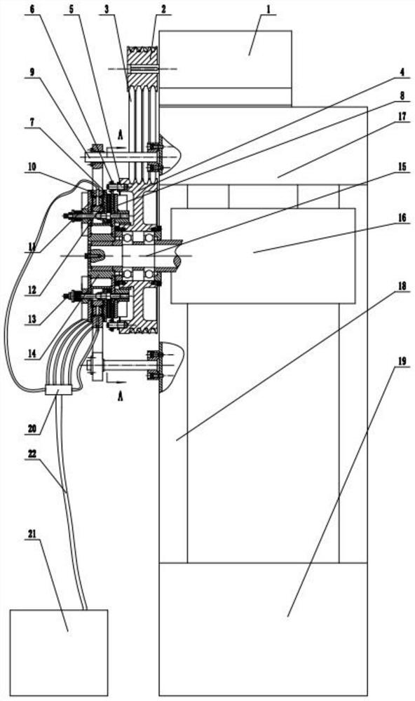 Combined friction clutch brake with low driven system inertia of mechanical press