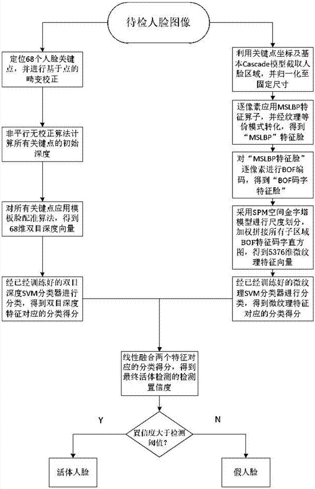 Binocular vision depth feature and apparent feature-combined face living body detection method