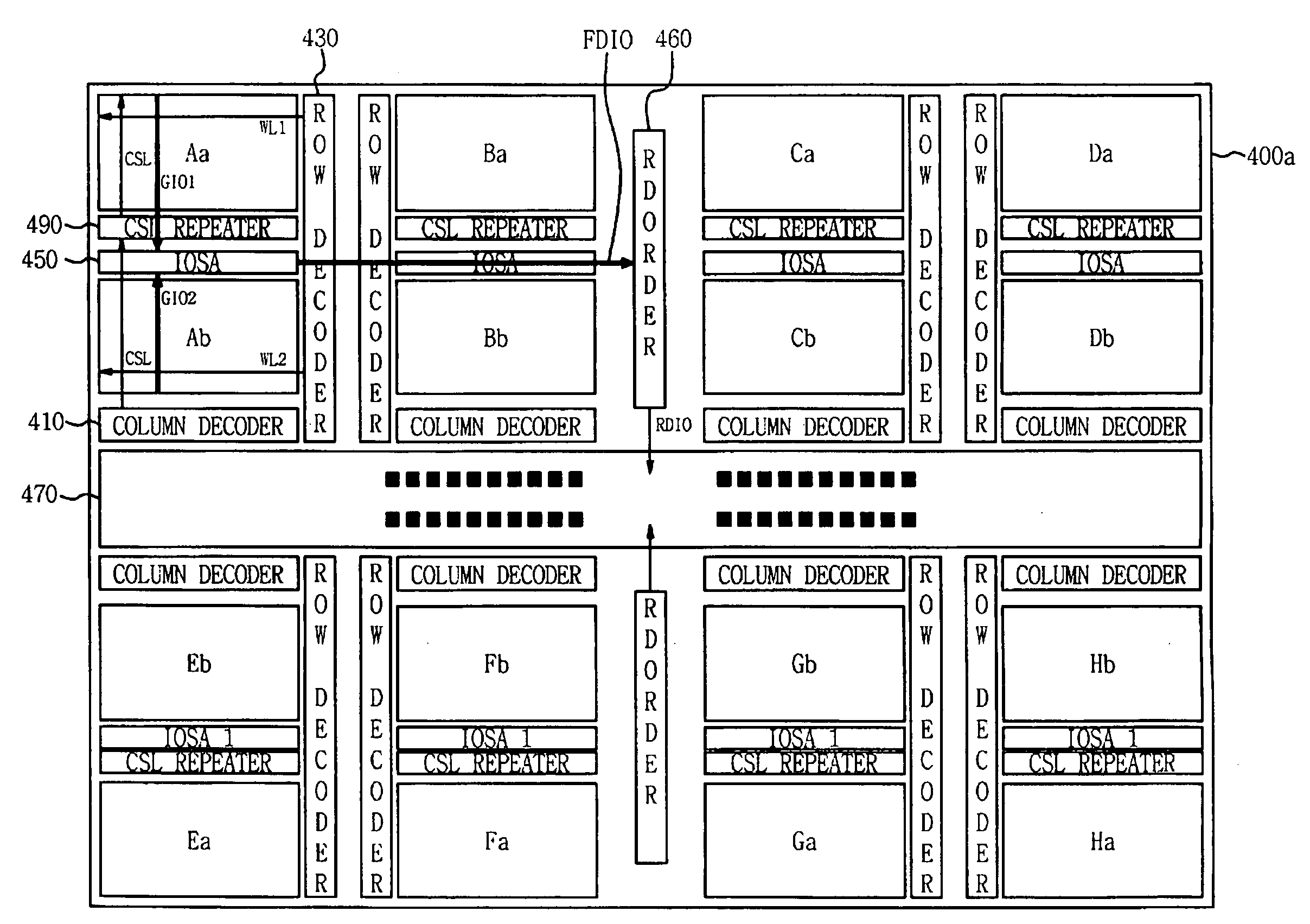 Layout structure of semiconductor memory device having iosa