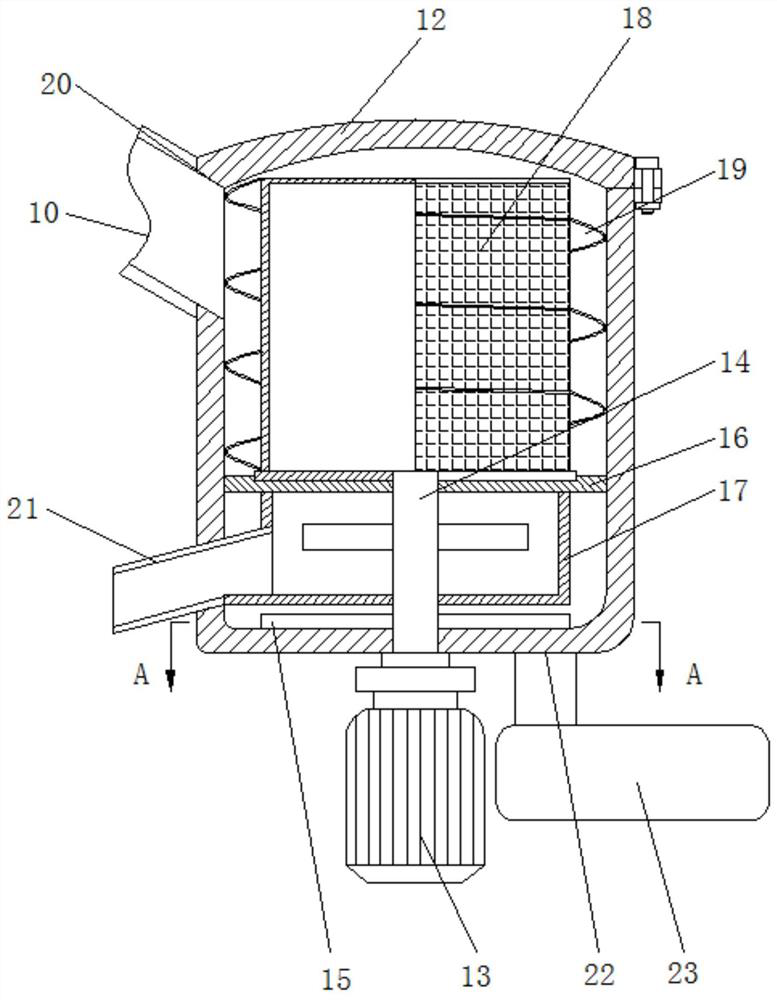 A kitchen sewage treatment device using the principle of sheave drive