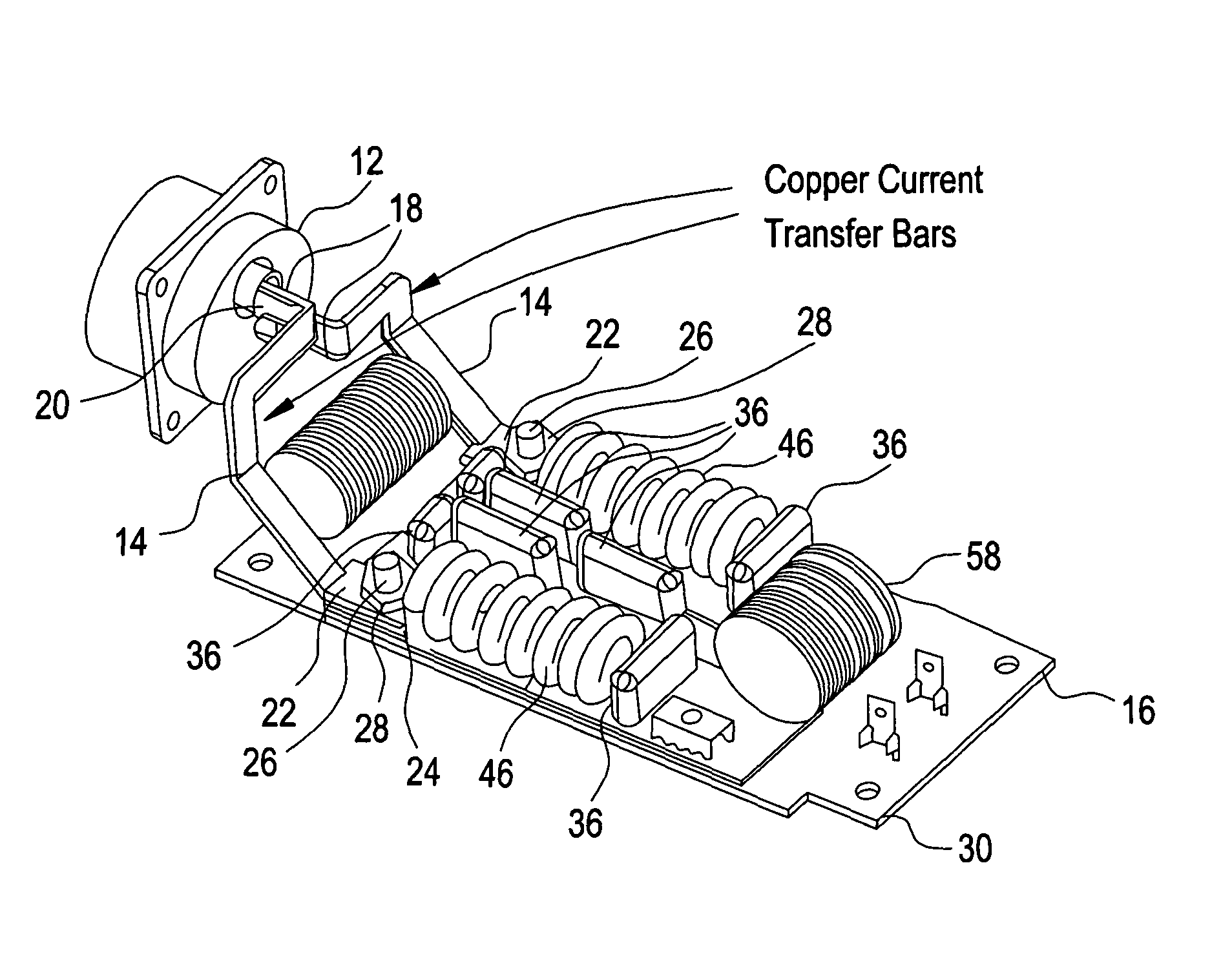 DC Voltage surge suppressor with distributed capacitance EMI filtering and impedance matching