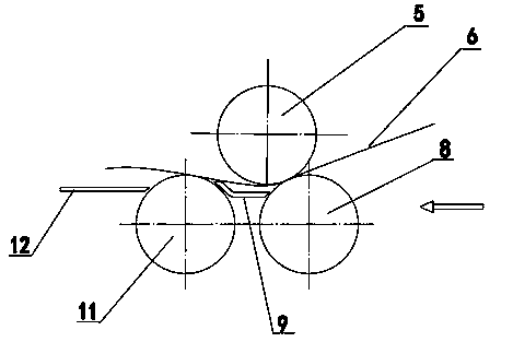 Three-roller strip head forming device with pinching function