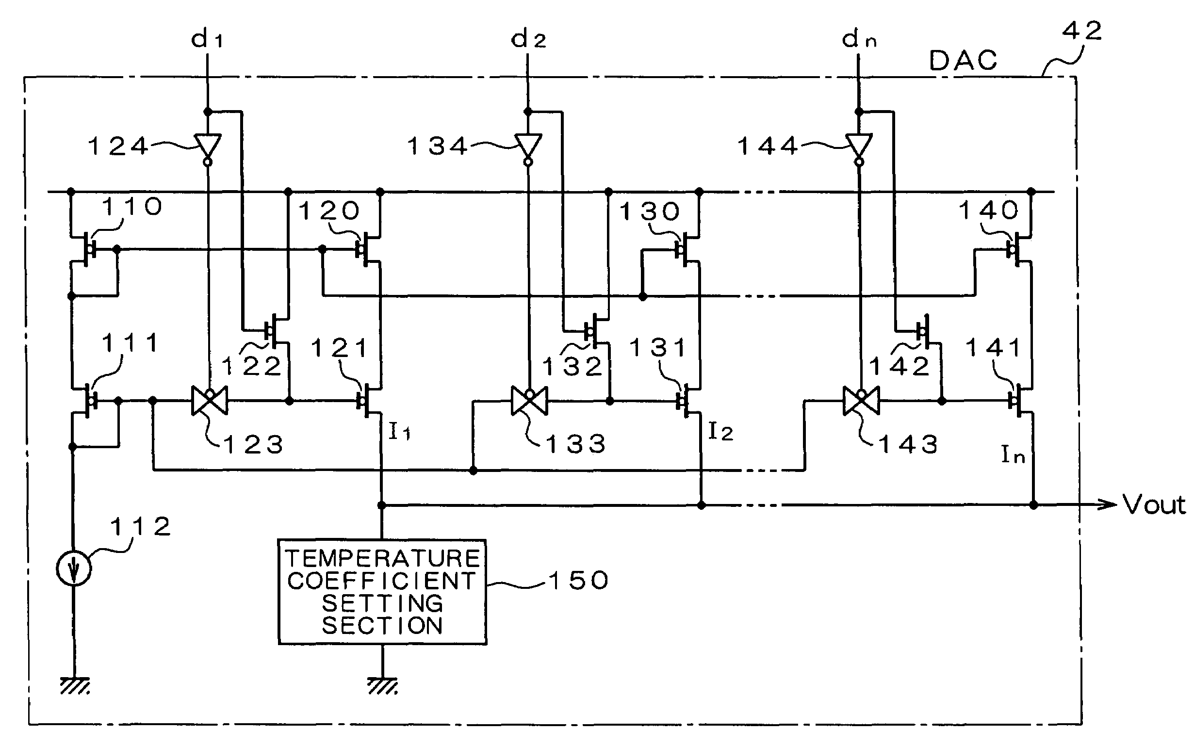 Receiver of double conversion system with antenna tuning with variable capacitance using digital-to-analog converter having temperature coefficient setting section