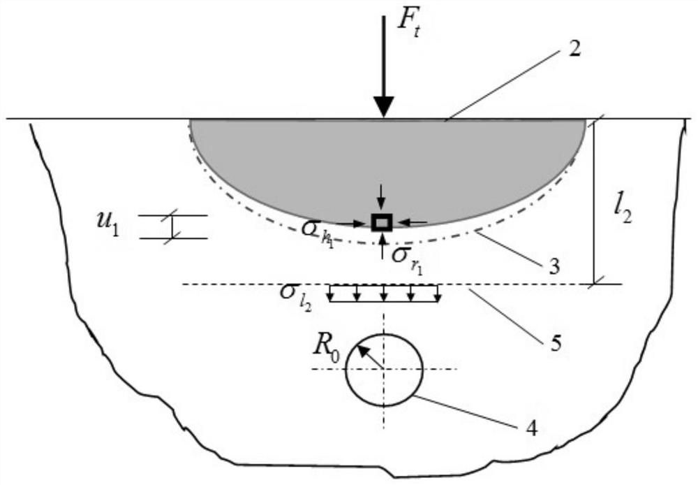 Calculation method for bottom displacement of small clear distance heavy-duty railway crossing tunnel