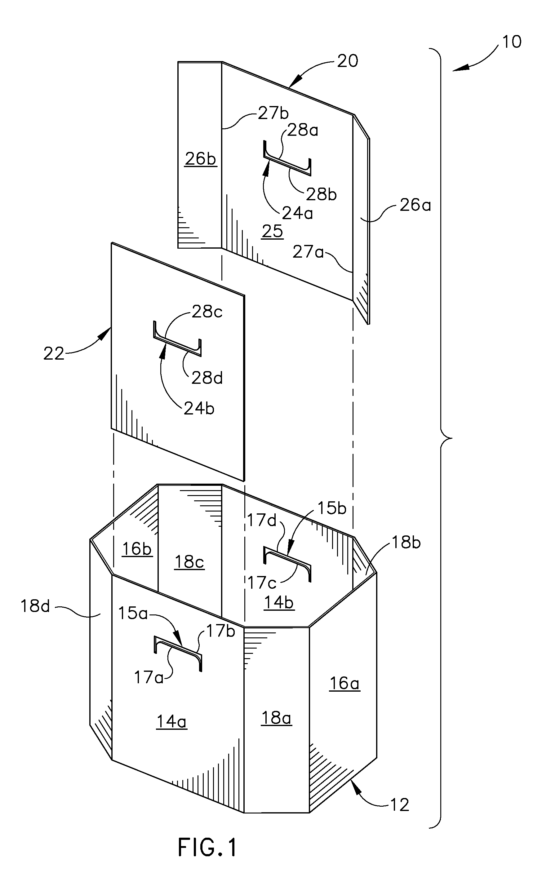 Self-locking support panel for corrugated container