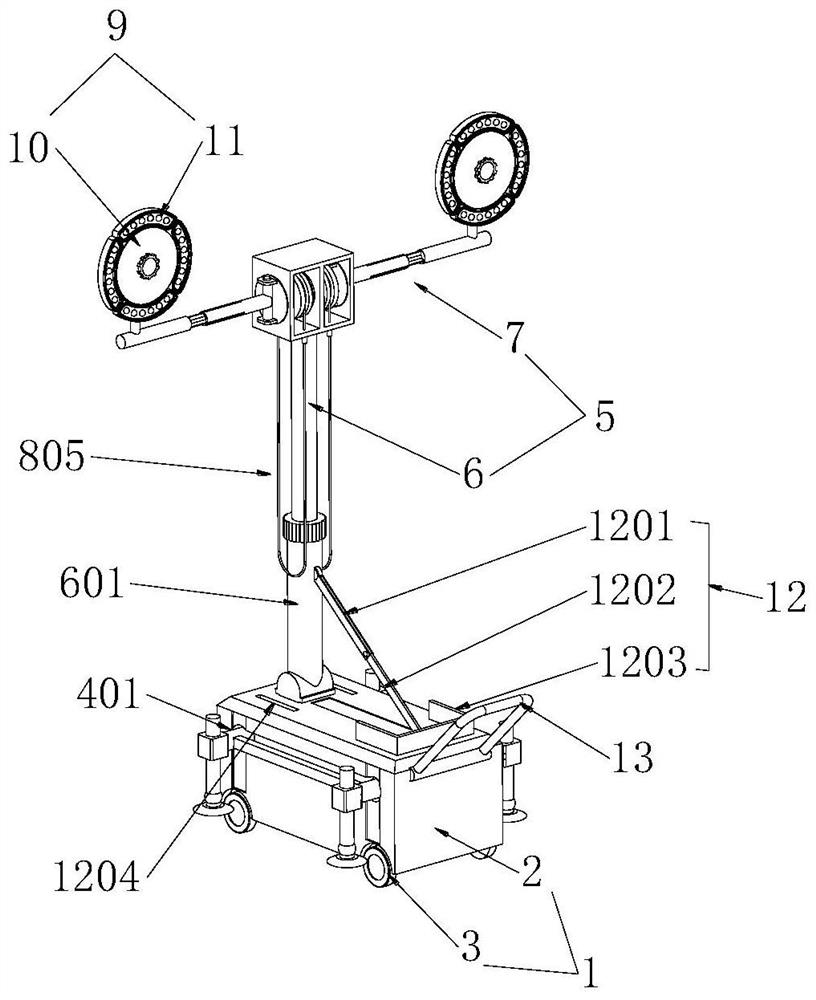 Movable lighting device for industrial and civil engineering