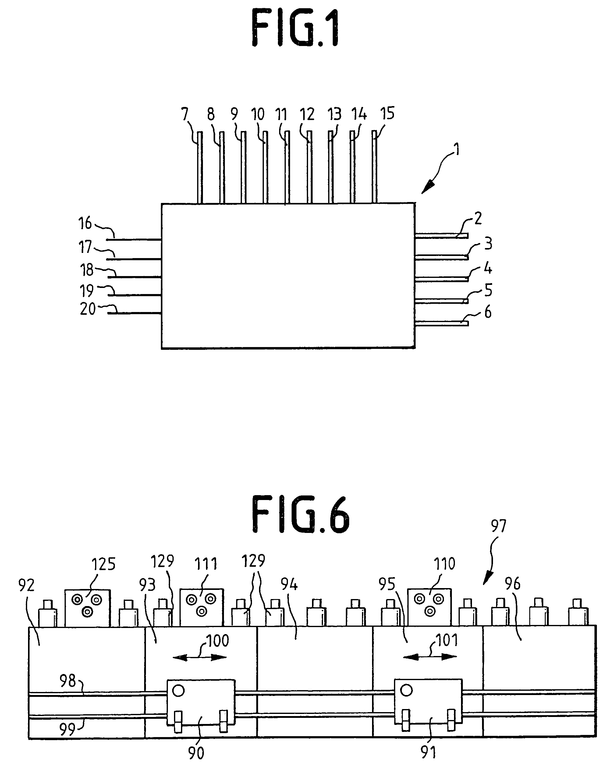 Energy and media connection for a coating installation comprising several chambers