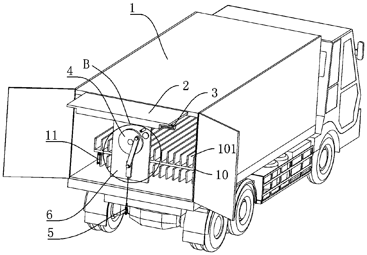 Truck special for containers and used for loading and unloading shared bicycles