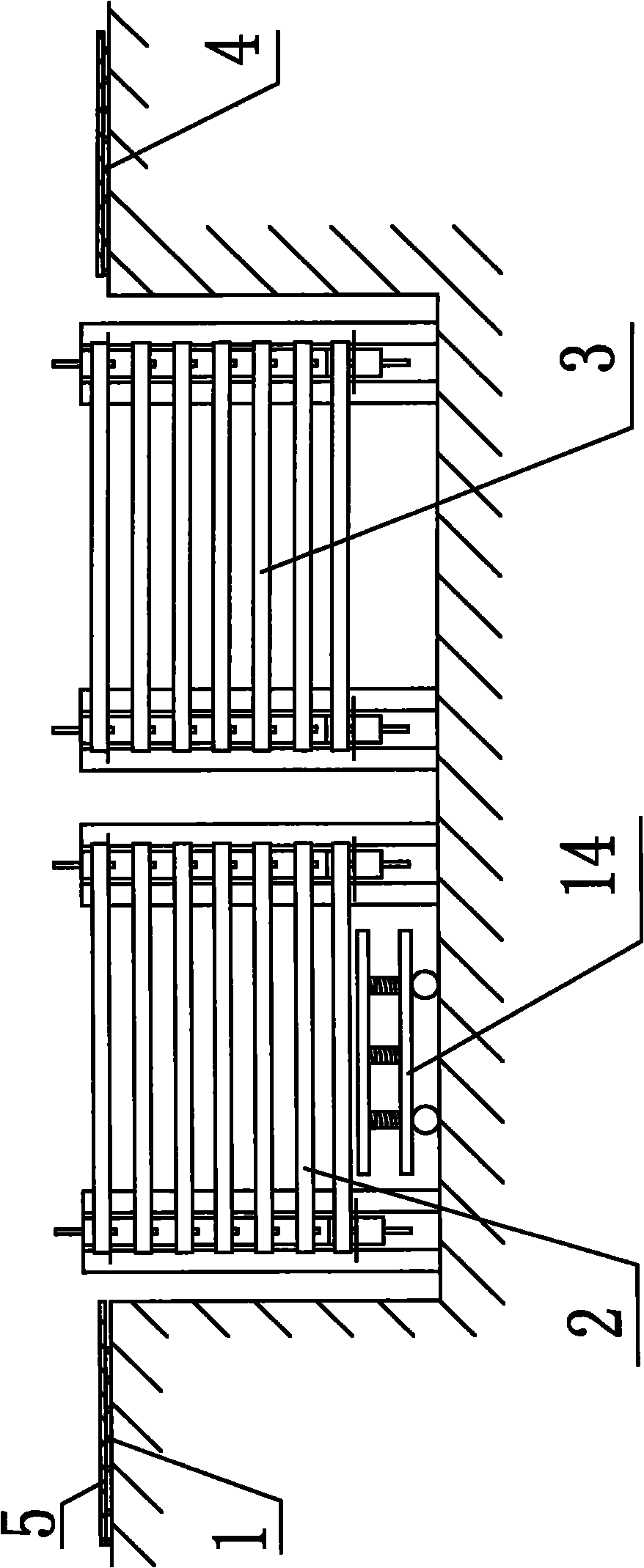 Movable tray stack type material cold bed