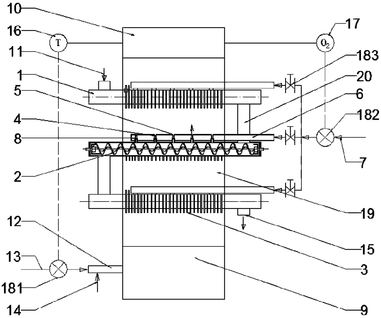 Wing type sludge pipe pyrolysis reactor