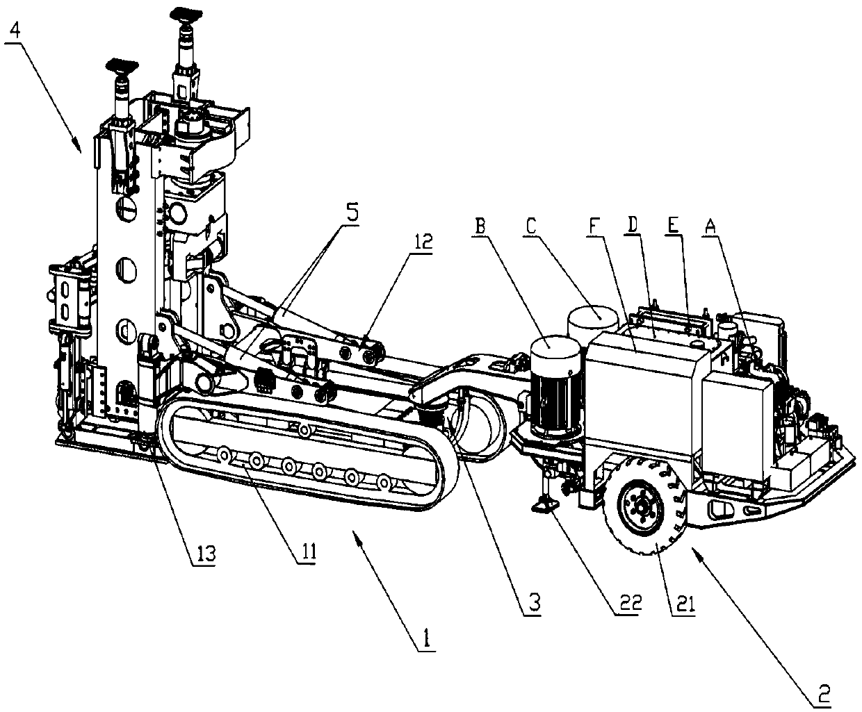 Articulated self-propelled raise-boring machine