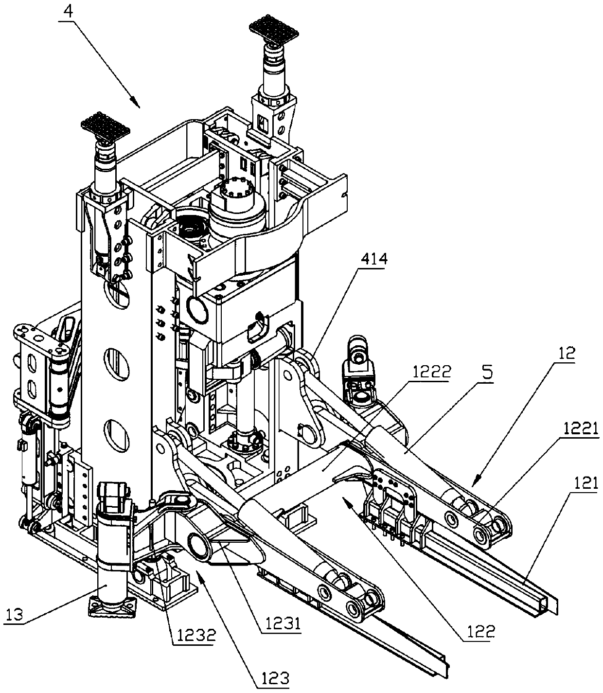 Articulated self-propelled raise-boring machine