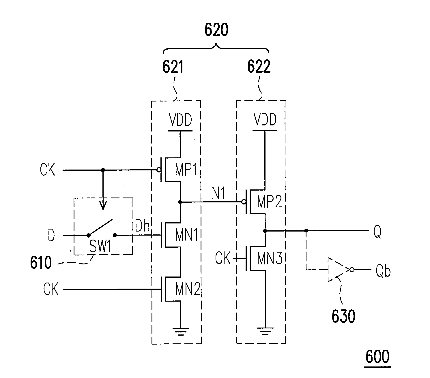 Dynamic floating input d flip-flop