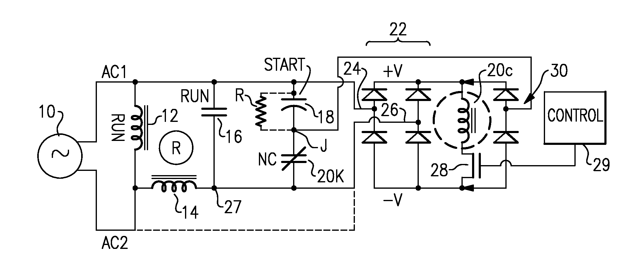 Motor Start Circuit with Capacitive Discharge Protection