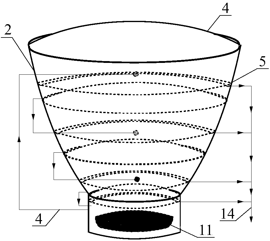 Multi-stage falling film seawater desalination device combined with parabolic surface concentration and hot steam pulsation