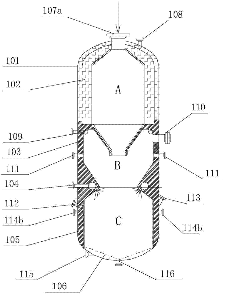 GPG-V gasification and pyrolysis integrated top-spray reactor and production equipment and technology