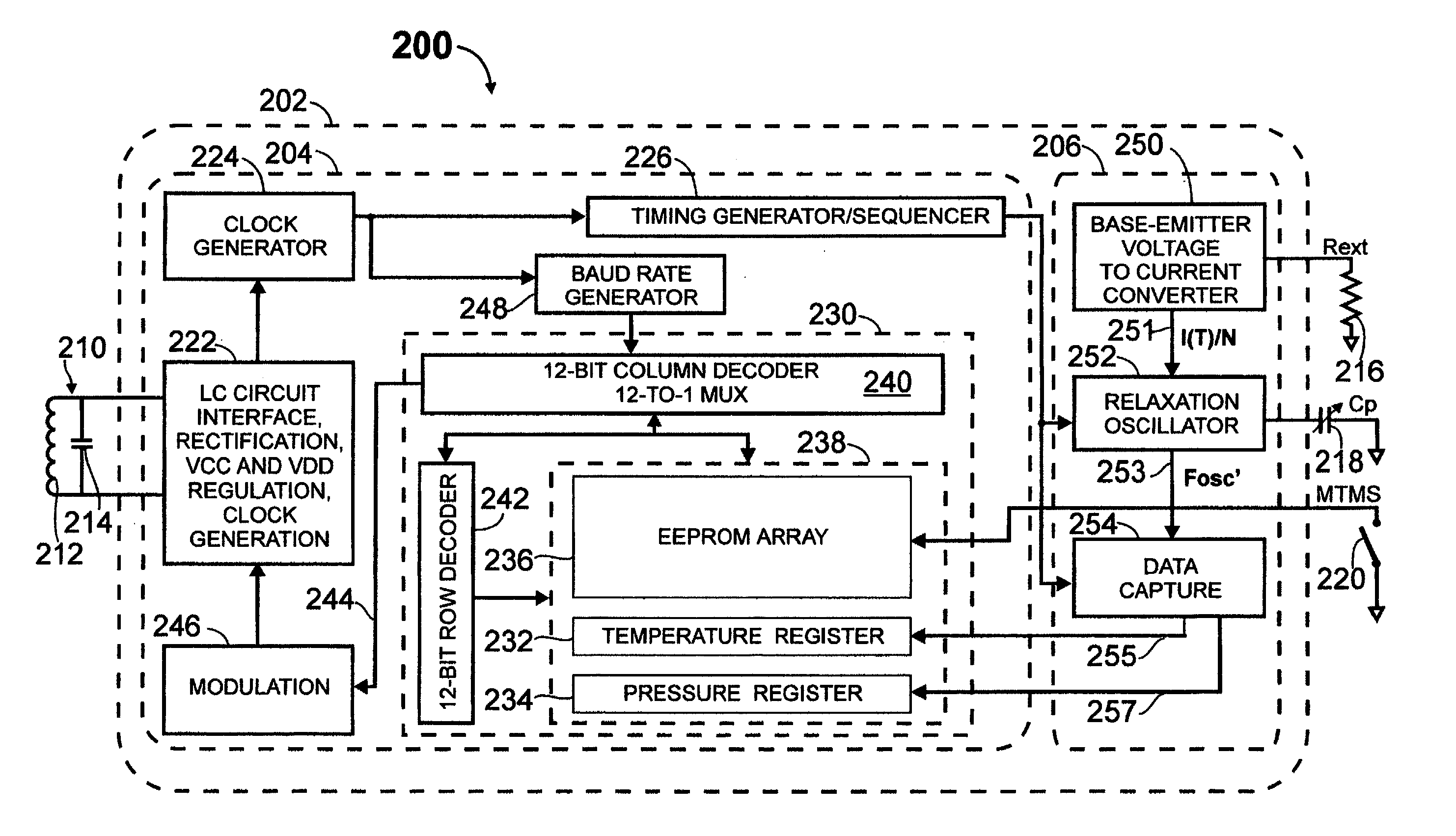 Relaxation oscillator for transponder