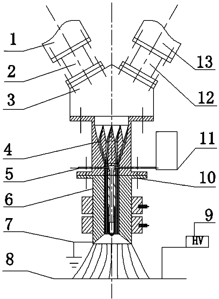 Melt electrostatic spinning device and method based on calculus cascade