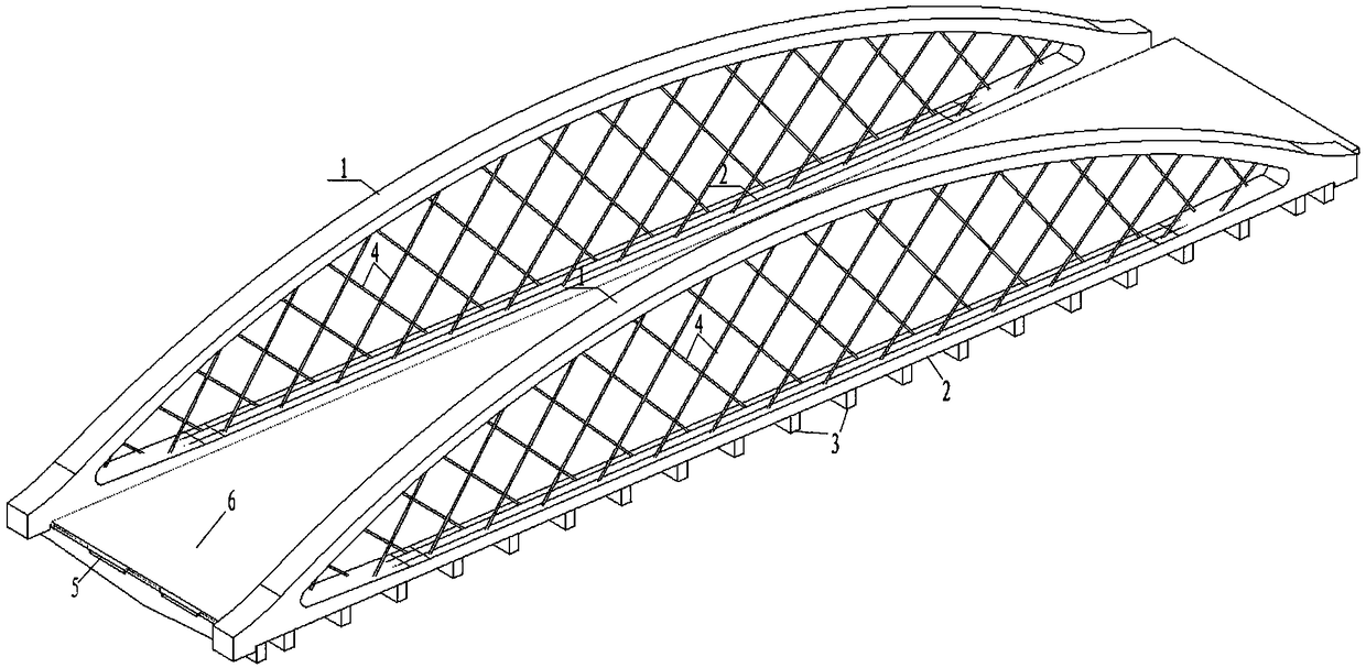 Fabricated net-shaped suspender tie-bar arch bridge