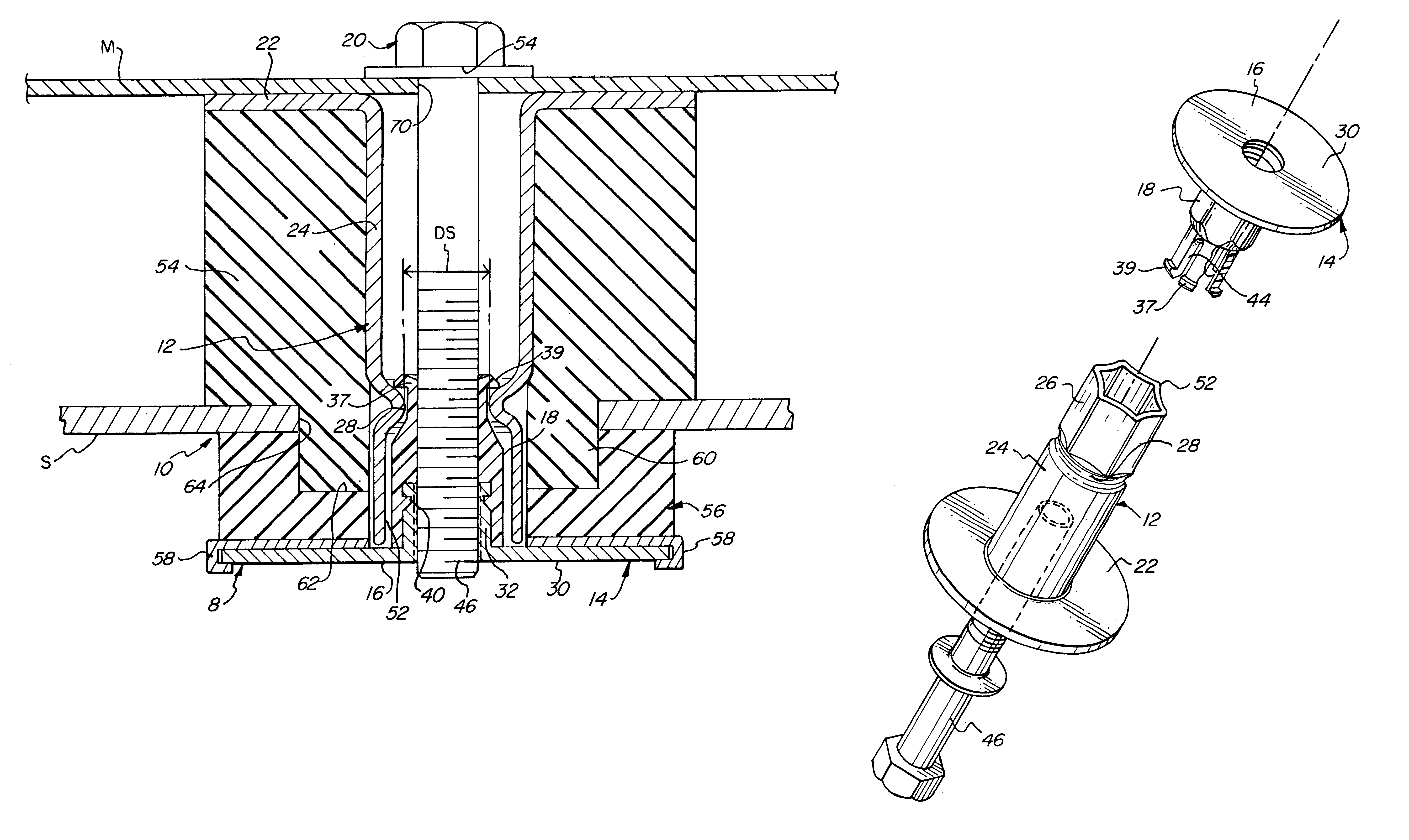 Shock mount assembly with polymeric thimble tube