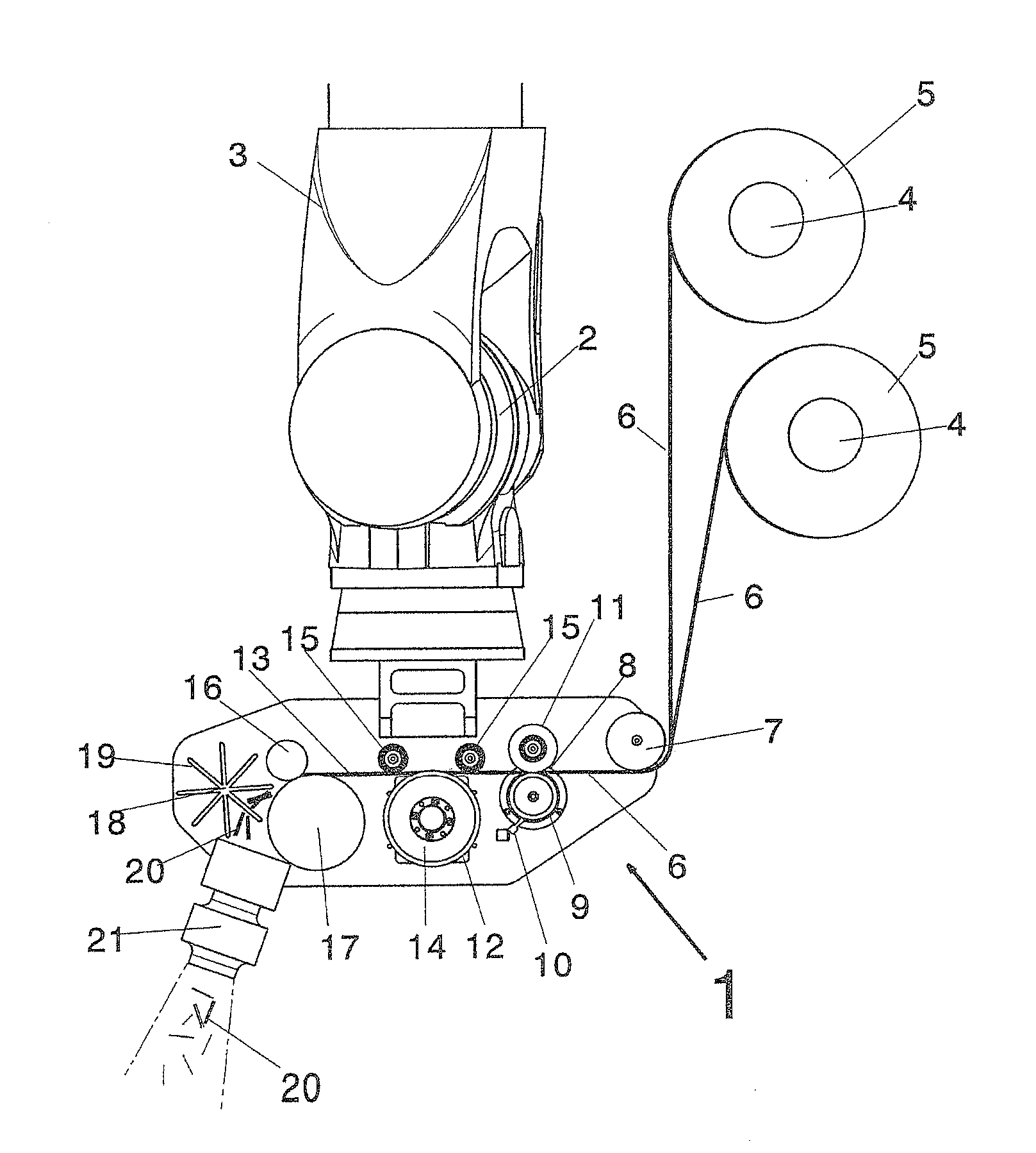 Deposition device for controlled deposition of reinforcing fiber bundles