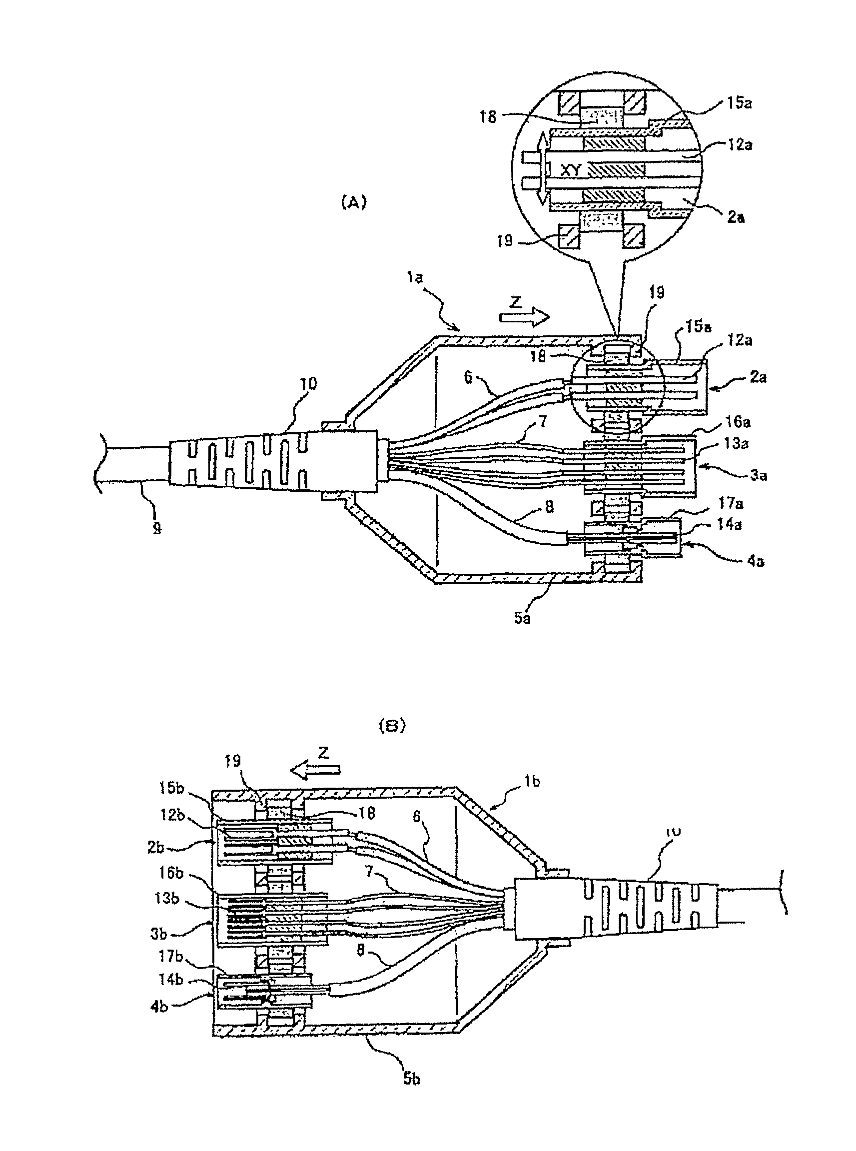 Hybrid connector and cable with said connector