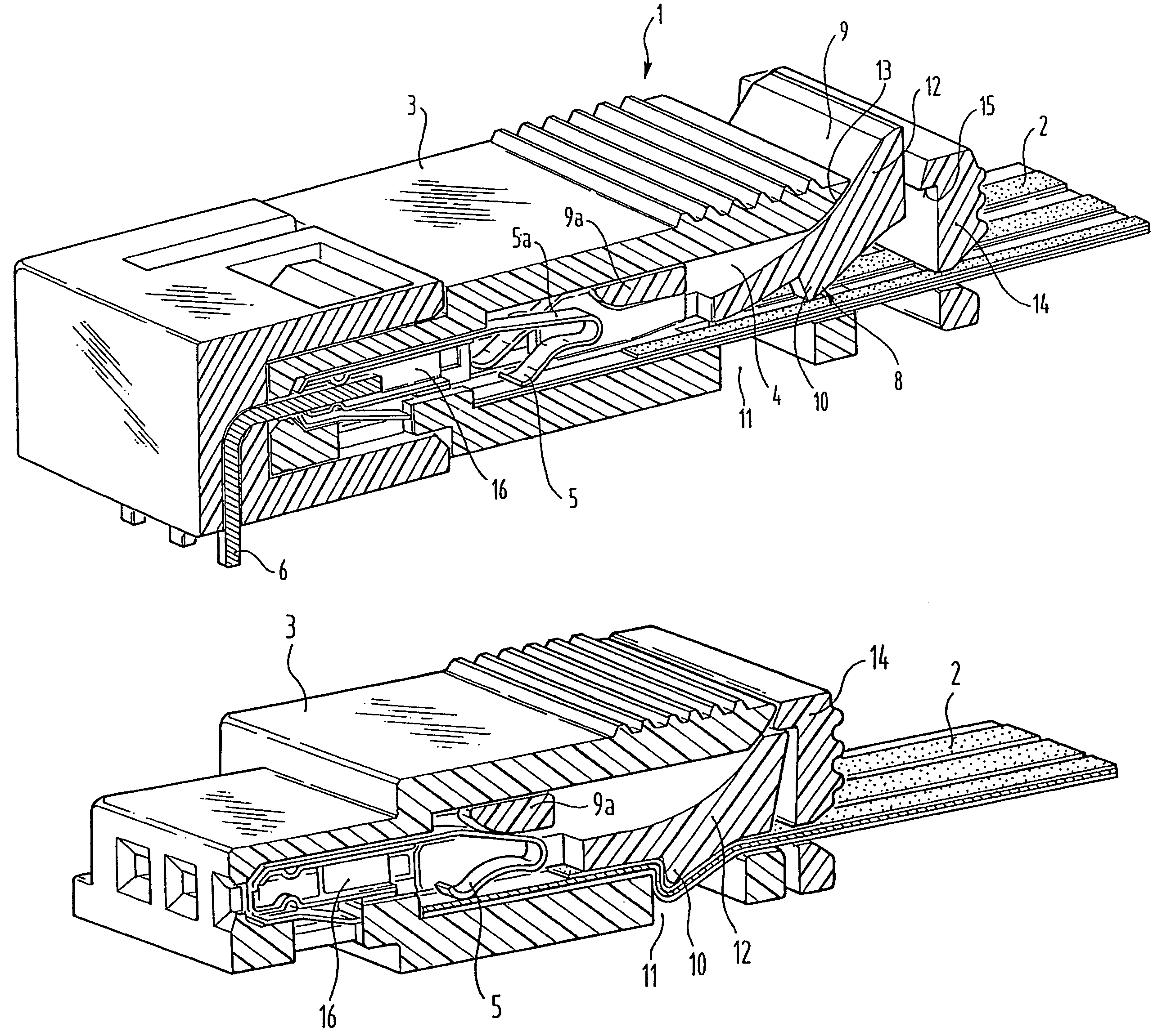 Connector for flexible flat strip cables