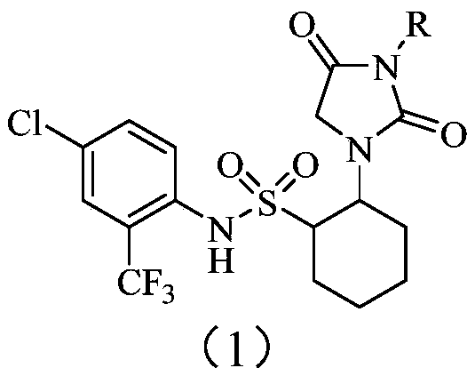 2, 4-dioxoimidazoline cyclohexane sulfonamide compound, preparation method and application of 2, 4-dioxoimidazoline cyclohexane sulfonamide compound as fungicide and bactericide