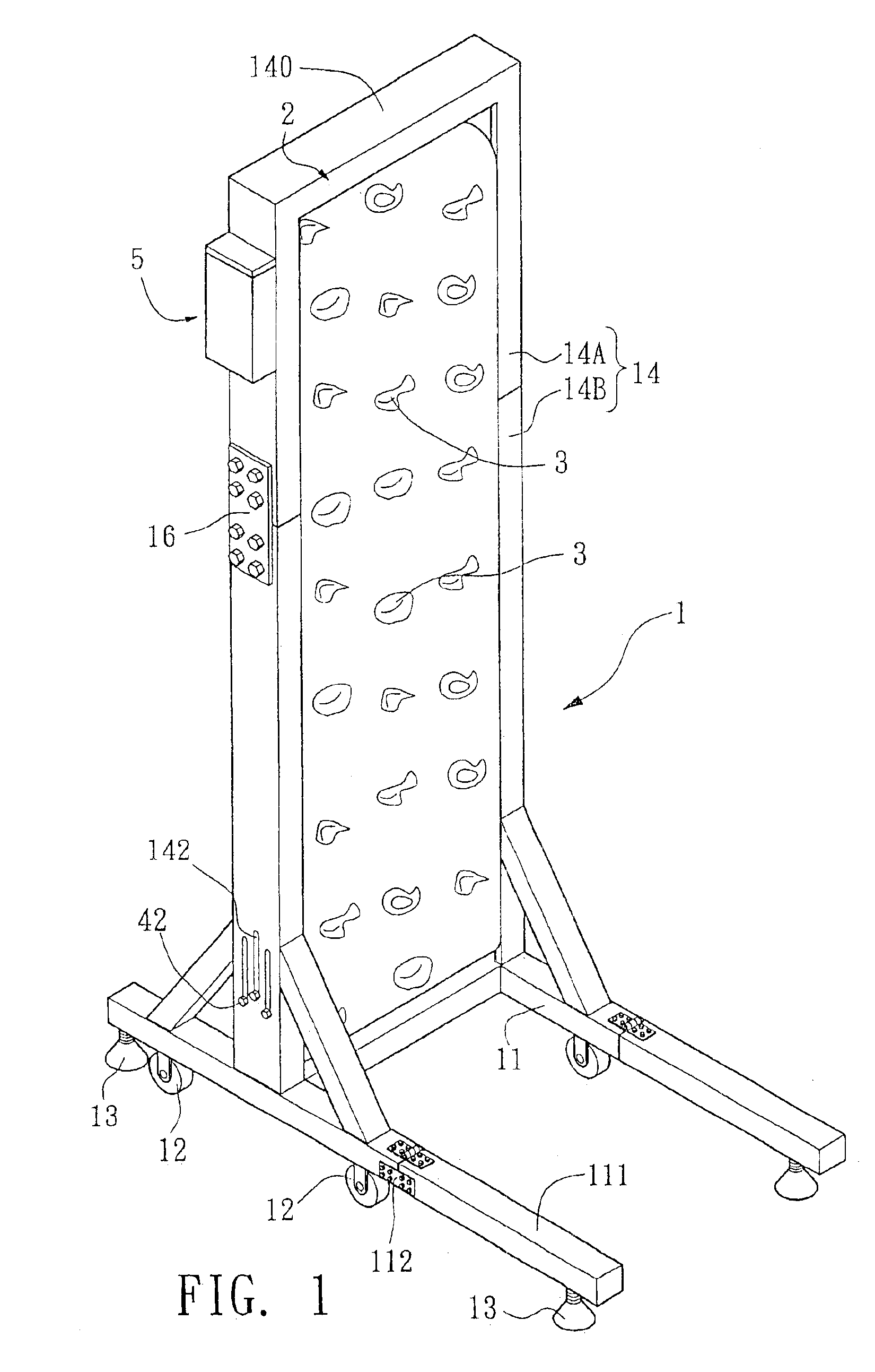 Rock climbing exerciser for indoor use