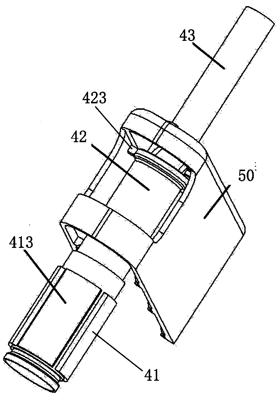 A reagent cartridge provided with a push-type magnetic bead transfer mechanism