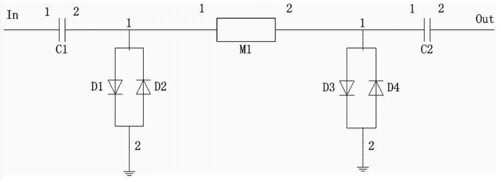 Wide-band low-temperature radio-frequency microwave power amplitude limiter with extremely-low insertion loss