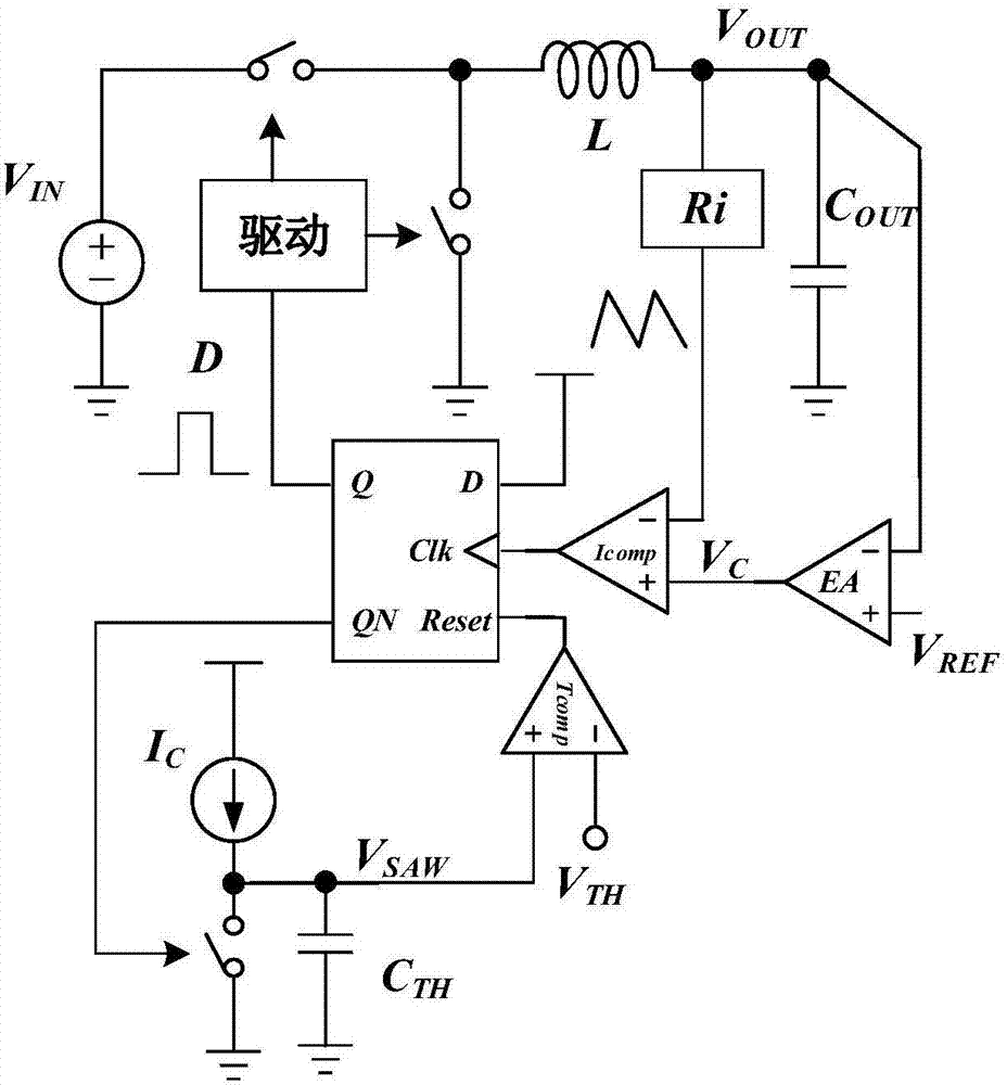 Buck converter with connection time being controlled