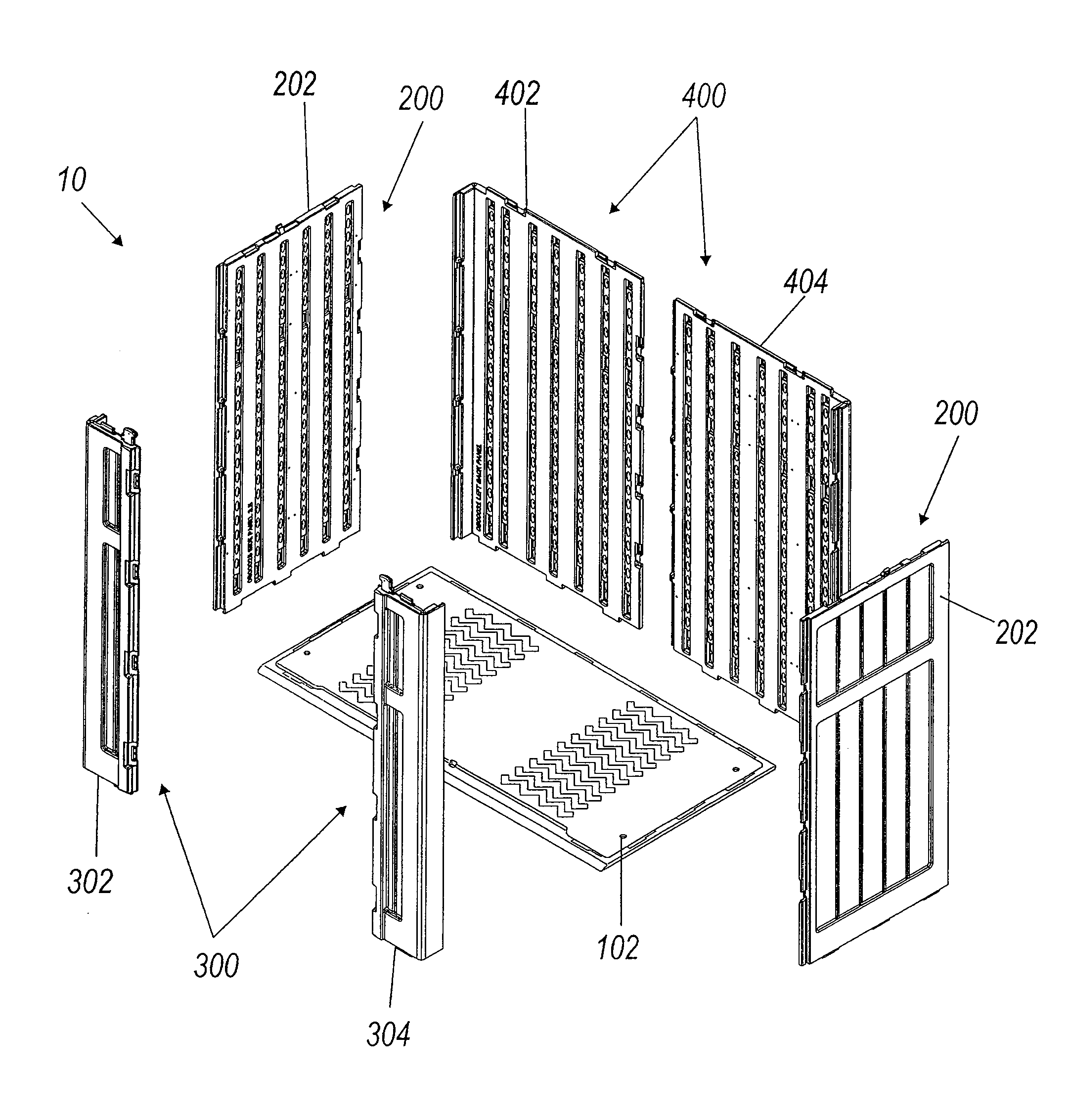 Modular blow molded shed with connectors